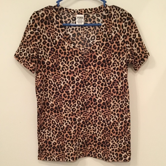PINK Victoria's Secret Tops - NWOT PINK Leopard V-Neck Tee